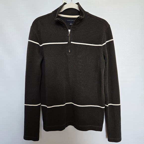BANANA REPUBLIC SWEATER MENS PULLOVER 1/4 ZIP MOCK NECK DARK OLIVE-GREEN (S) - Picture 1 of 10